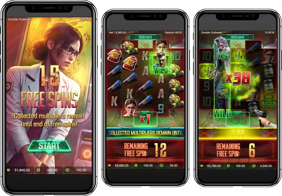 ฟีเจอร์เกมหมุนฟรี Zombie Outbreak